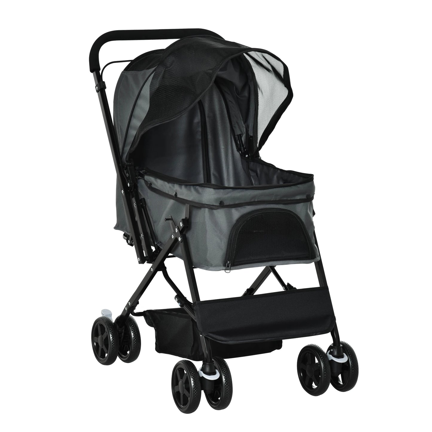 Pawhut Adjustable Canopy Pet Stroller - Lightweight & Foldable