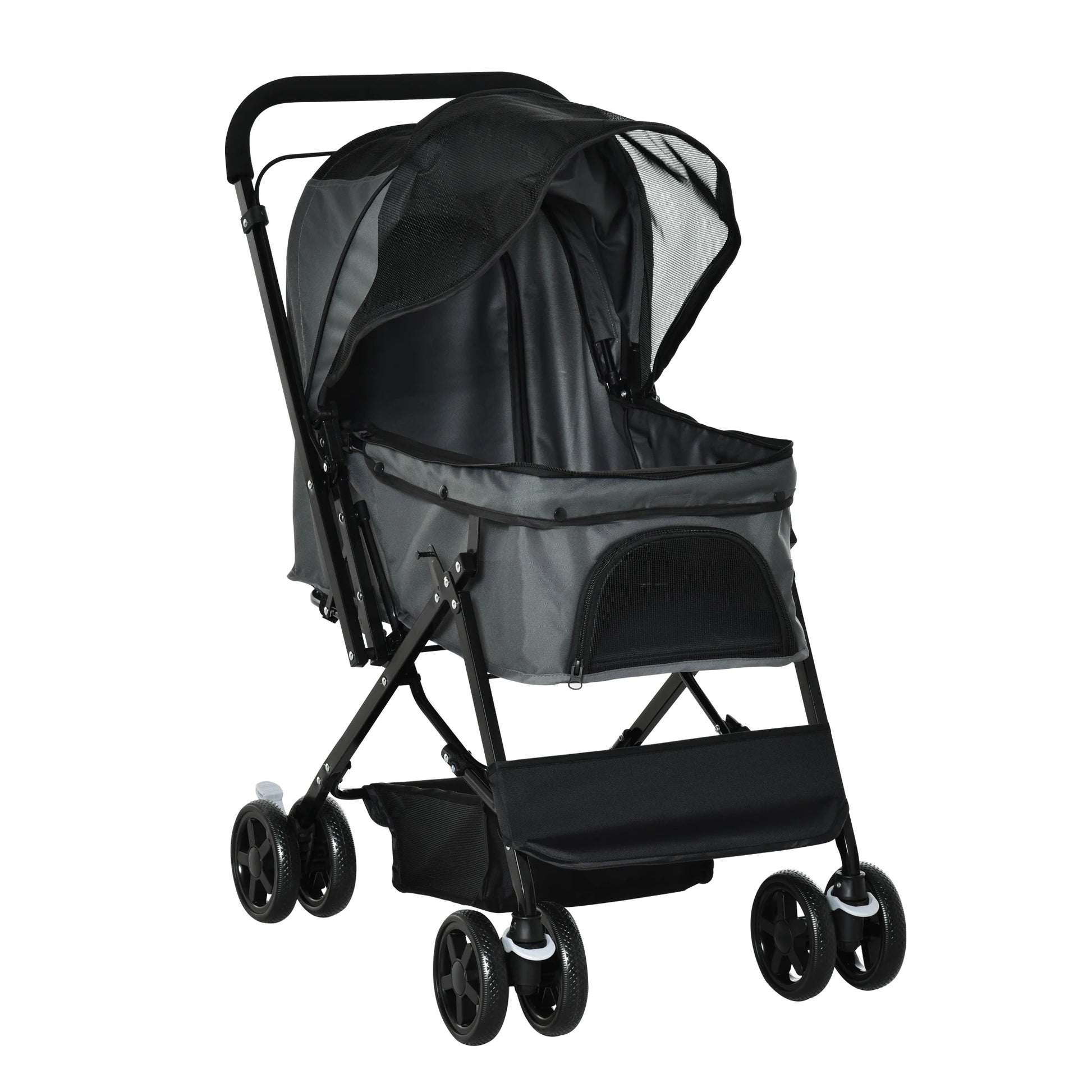 Pawhut Adjustable Canopy Pet Stroller - Lightweight & Foldable - BeeTrendyShop.COM