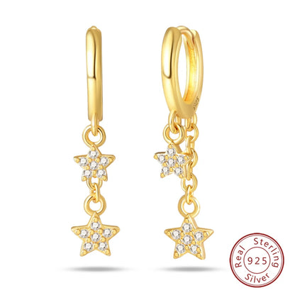 Pandach 925 Silver Pearl Bee Star Moon Stud Earrings – Trending Fashion Jewelry for Women