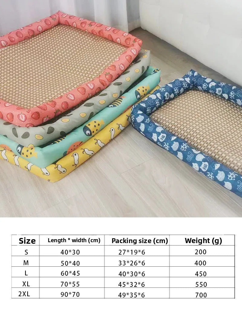Breathable Rattan Cooling Mat - Summer Pet Bed for Dogs & Cats