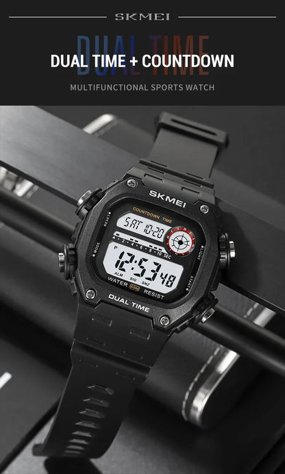 SKMEI 2126 Digital Countdown Sports Watches for Men LED Display Waterproof Stopwatch Mens Wristwatch Alarm Clock montre homme - BeeTrendyShop.COM
