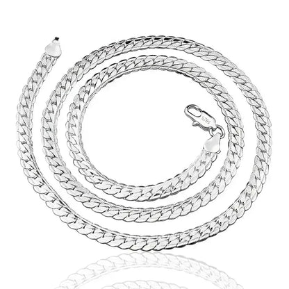 6mm Full Sideways Chain Necklace & Bracelet – 18K Gold & Silver Unisex Jewelry