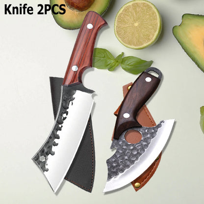 WXCOO Hand Forged Butcher Knife – High Carbon Steel BBQ & Meat Cutting Chef Knife