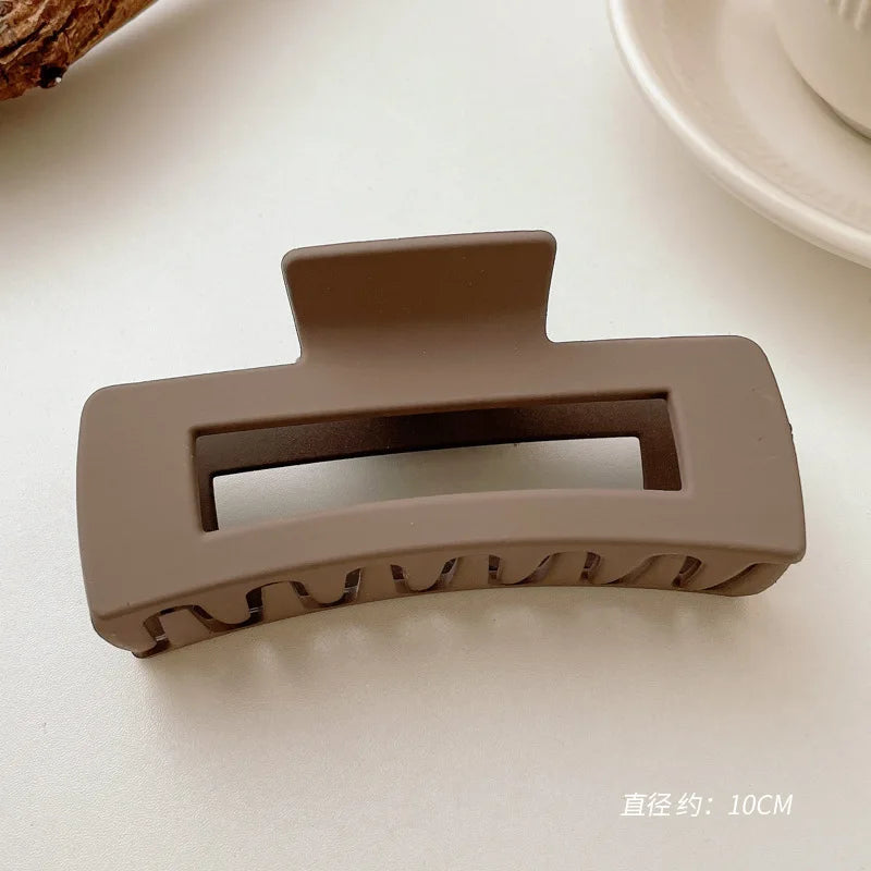 Large Acrylic Hair Claw Clip – Korean Style Coffee Color Hairpin for Women & Girls