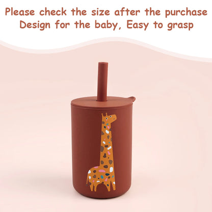 Baby Feeding Straw Cup – Anti-Hot Leakproof Silicone Toddler Water Bottle