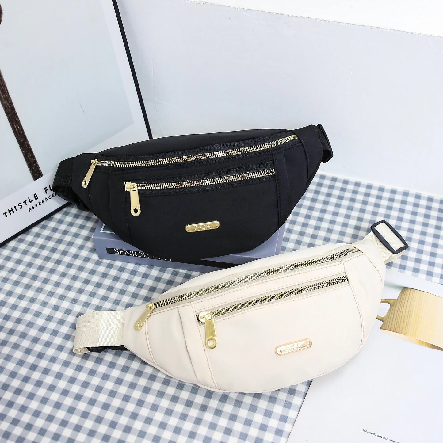 Fanny Packs for Women Men Belt Bag Fashion Waist Packs Lightweight Crossbody Bags Bum Bag for Running Hiking Travel Workout - BeeTrendyShop.COM
