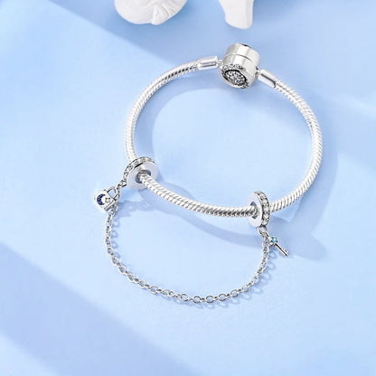 925 Sterling Silver Safety Chain Travel Charm Beads – Aircraft, Earth & Camera