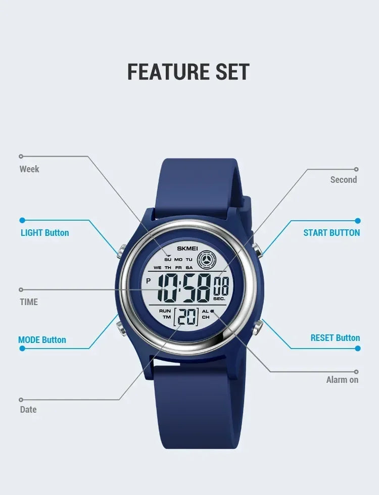 SKMEI 2094 Luxury Watch for Women Stopwatch Lady Waterproof Shockproof LED Display Countdown Ladies Digital Wristwatches Clock - BeeTrendyShop.COM