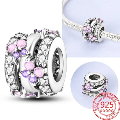 925 Sterling Silver Colorful Butterfly & Cherry Flower Clip Charm Bead – DIY Jewelry