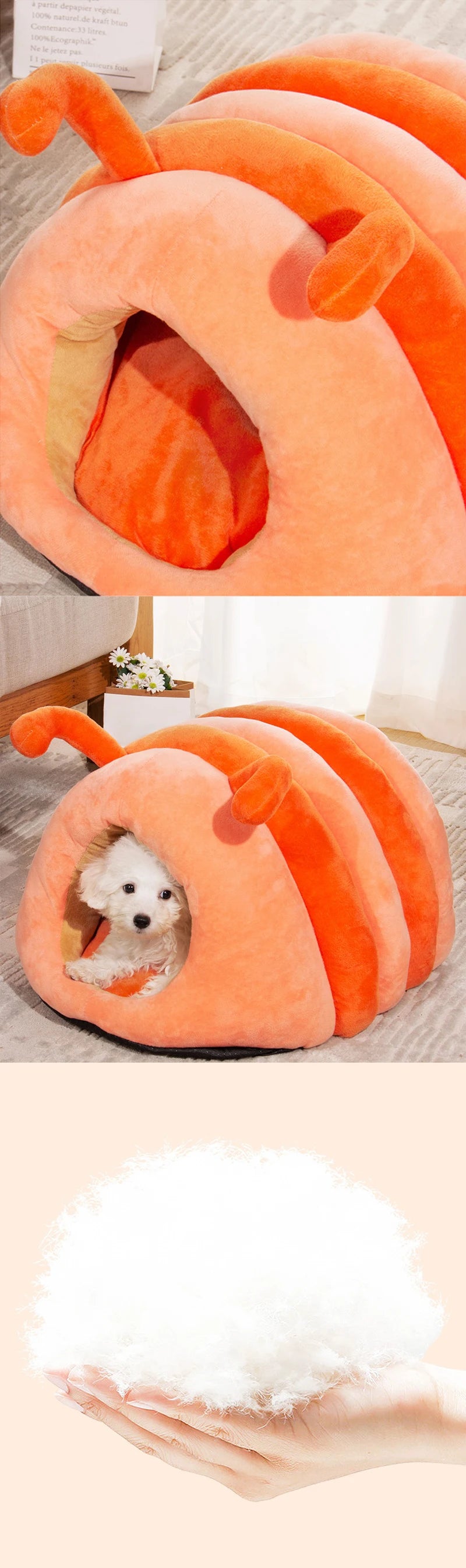 Cartoon Caterpillar Pet House - Warm Foldable Bed for Dogs & Cats