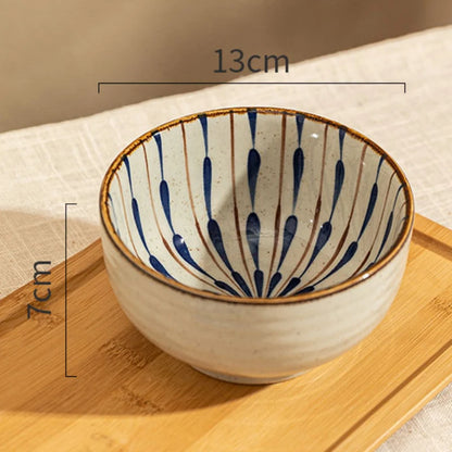 Japanese Style Round Ceramic Bowl – Household Tableware for Rice, Milk, Oats & Breakfast