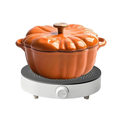 Pumpkin-Shaped Enamel Stock Pot – Non-Stick Multifunction Soup & Stew Cooker