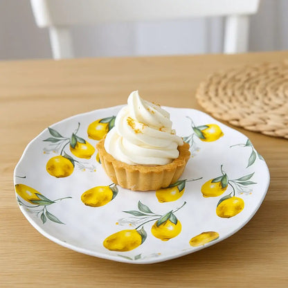 Creative Lemon Pattern Ceramic Dinner Plate – Irregular Shape Nordic Salad & Steak Platter