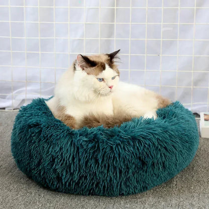 Self-Warming Round Pet Bed - Plush, Non-Slip Mat for Cats & Dogs - BeeTrendyShop.COM