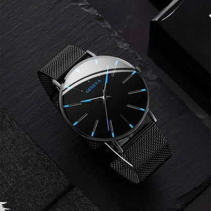 Fashion Ultra Thin Men’s Business Watches Simple Mesh Band Quartz Wristwatch Casual Man Watch Reloj Hombre - BeeTrendyShop.COM