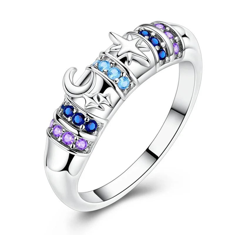 New Ring Original 925 Sterling Ring Heart Bow Sun Moon Star Flower Crown For Women Mother's Day Valentine's Day Gift DIY Jewelry