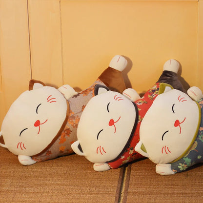 Japanese Lucky Cat Plush Cushion – Dual-Use Sofa Backrest & Car Lumbar Waist Pillow
