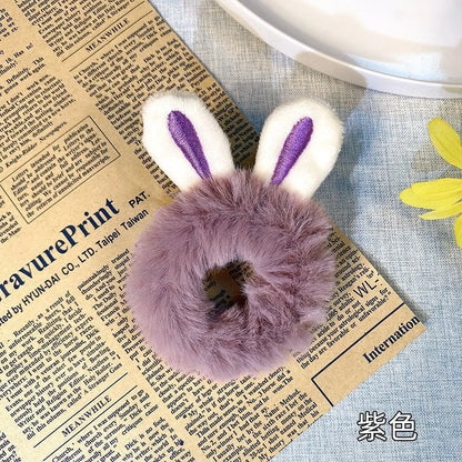 1PC 3D Plush Bunny Ear Hair Ties for Girls & Women - BeeTrendyShop.COM