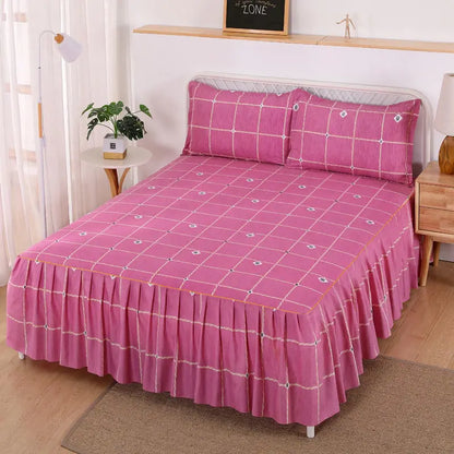 Flower Bedspread Non-Slip Bed Sheet Set – Soft Home Bedding Cover for King & Queen Size (1.5M/1.8M/2M)