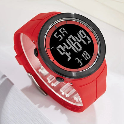 Men's Tactical Digital Watch – 50M Diving, Black LED Military, Alarm & Stopwatch