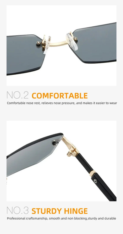 High Definition Blue Light Blocking Sunglasses – UV400 Rimless Square Eyewear