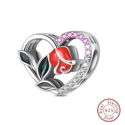 925 Sterling Silver Red Wine, Chili & Dumbbell Charm Bead – Fun DIY Jewelry