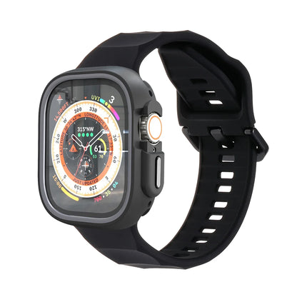 Smartwatch with a black band on a white background