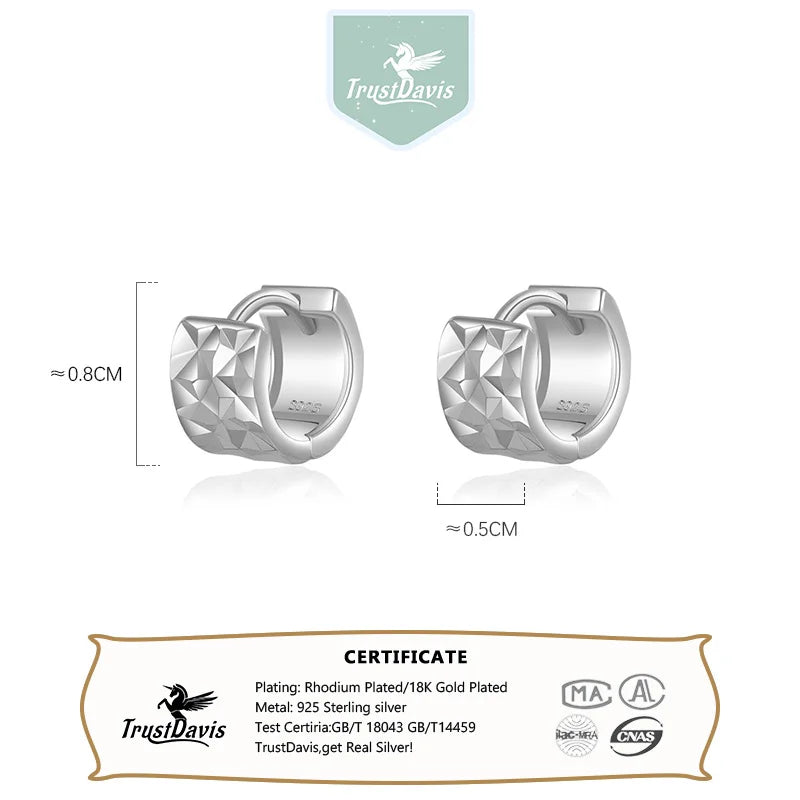 TrustDavis Real 925 Sterling Silver 2022 Hoop Fashion Cool Charm Hoop Earrings For Women Men Simple Fine Jewelry Gift DG0003