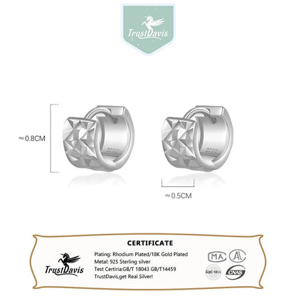 TrustDavis 925 Sterling Silver Hoop Earrings – Classic Charm Jewelry for Women & Men