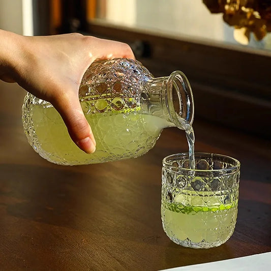 Embossed Pattern Large Capacity Drinking Glass Cup Thickened Water Cup Set Juice Coffee Drinkware Whiskey Beer Mugs Glassware