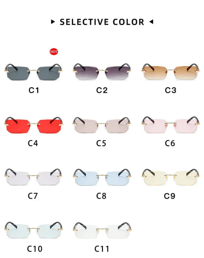 High Definition Blue Light Blocking Sunglasses – UV400 Rimless Square Eyewear
