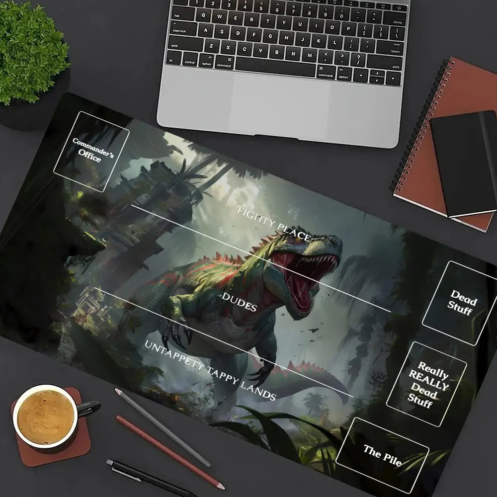Jungle Dinosaur Gaming Playmat – Durable Rubber MTG & TCG Card Game Mat | 35x60cm Large Mouse Pad