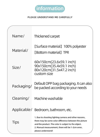 Modern Minimalist Solid Color Floor Mat, Square Long Plush, Thickened Absorbent Carpet, Bathroom Door Mat, Non Slip Mat - BeeTrendyShop.COM