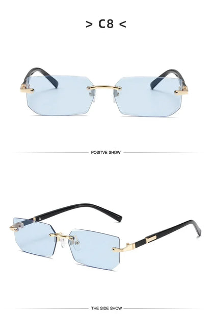 High Definition Blue Light Blocking Sunglasses – UV400 Rimless Square Eyewear
