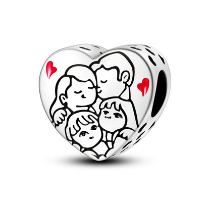 925 Sterling Silver Tree of Life & Peach Heart Charm Bead – Sweet Love DIY Jewelry