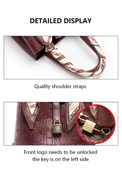 CH Large Capacity Handbag Luxury Brand Temperament Letter Print with Lock Design 2025 Trendy Women's Crossbody Bag - BeeTrendyShop.COM