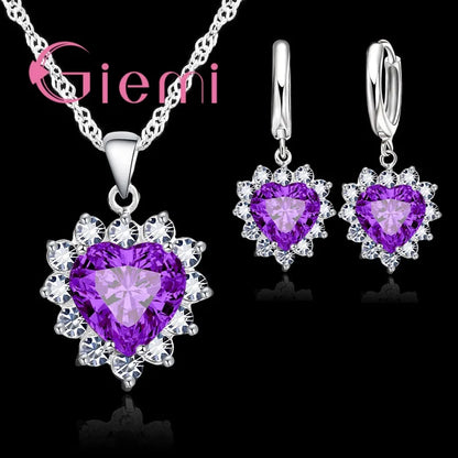 Love Heart Crystal Jewelry Set – Necklace & Earrings for Women
