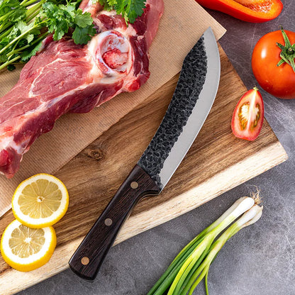 Forged Slaughter Boning Knife – Stainless Steel Cleaver with Wooden Handle & Cover