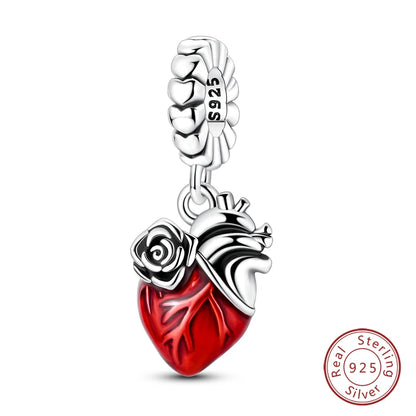 925 Sterling Silver Red Wine, Chili & Dumbbell Charm Bead – Fun DIY Jewelry