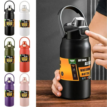 Portable Thermos with Straw – 304 Stainless Steel Hot & Cold Vacuum Flask