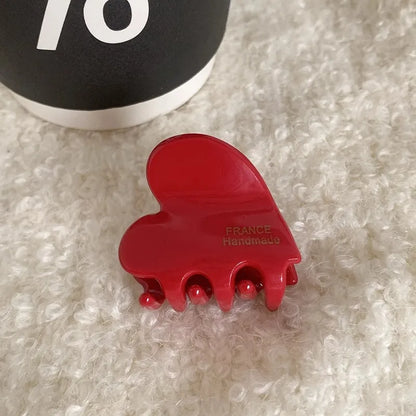 Small Heart-Shaped Acetate Hair Claw Clip – Cute Hairpin for Girls & Women (3.5cm)