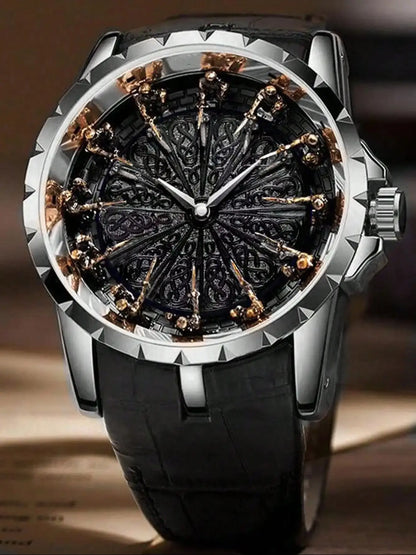 New watch for men with retro style and simple personality, practical belt, large dial, fully automatic quartz watch for men - BeeTrendyShop.COM
