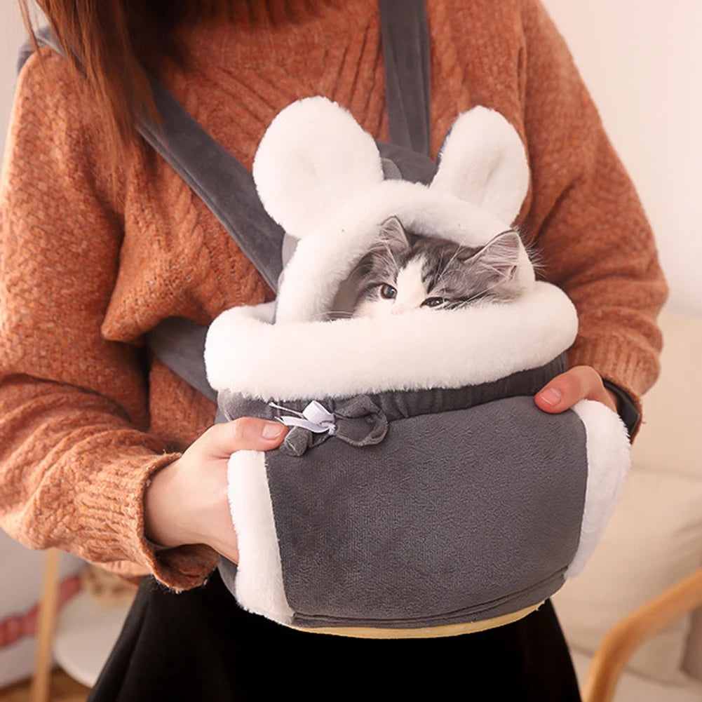 Pet Carrier Bag Cat Dogs Plush Backpack Outdoor Travel Walking Winter Warm Nest Kitten Puppy Hanging Chest Portable Carriers