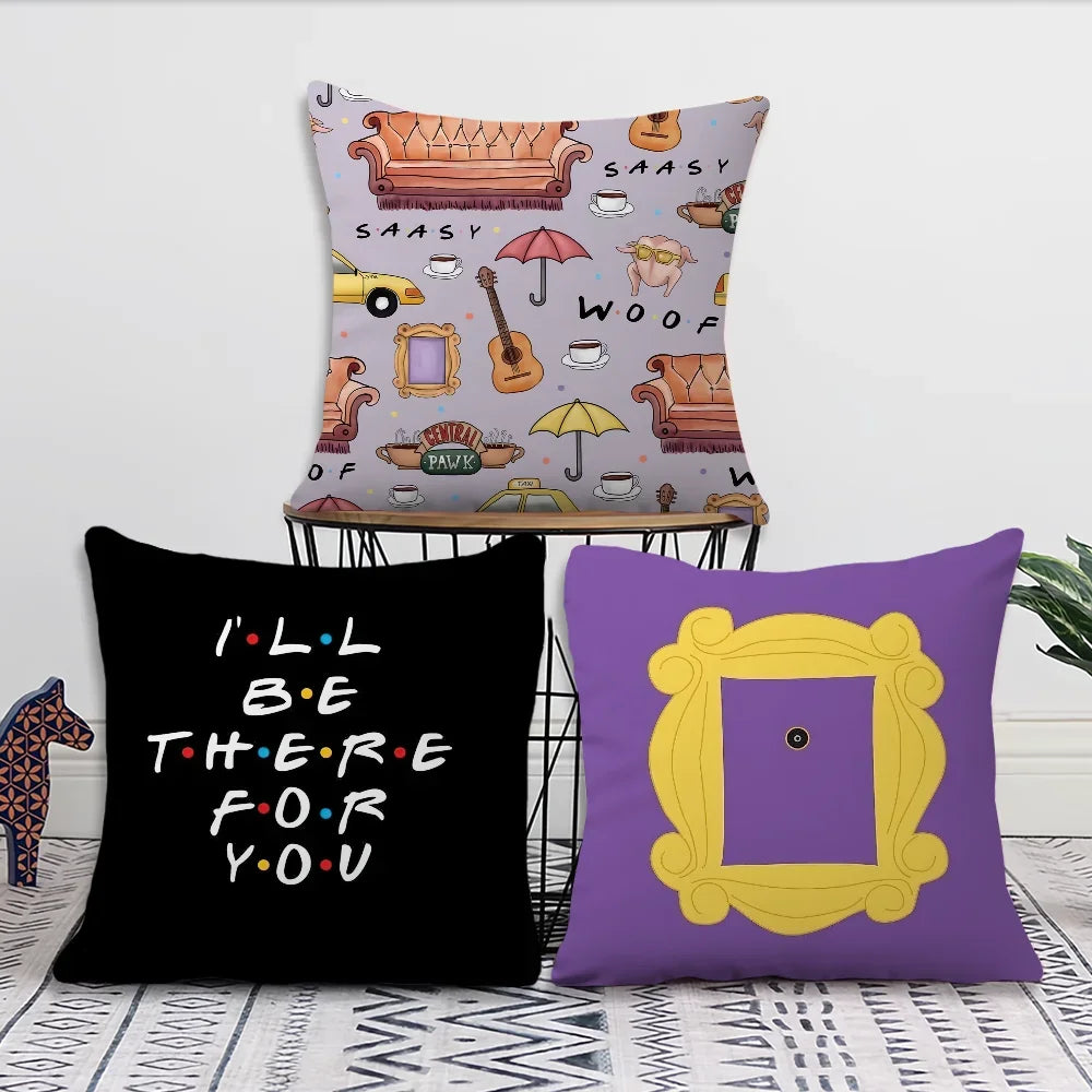 Classic Friends TV Show Cushion Cover – Sofa & Bedroom Headboard Backrest Square Pillowcase