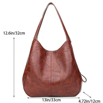 Vintage Women's Bag Leather Large Capacity Marble Grain Women's Shoulder Bag Daily Commuter Handbag Shopping - BeeTrendyShop.COM