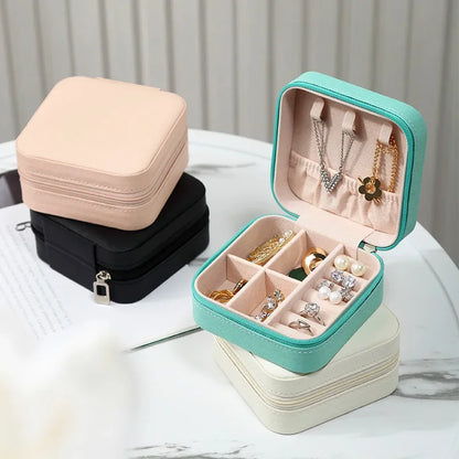 Portable Mini Jewelry Storage Box for Travel – Compact Organizer for Rings, Earrings & Necklaces