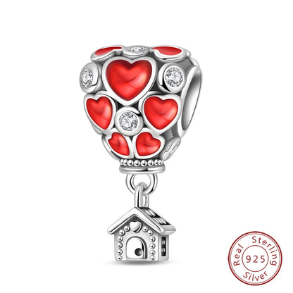 925 Sterling Silver Red Wine, Chili & Dumbbell Charm Bead – Fun DIY Jewelry