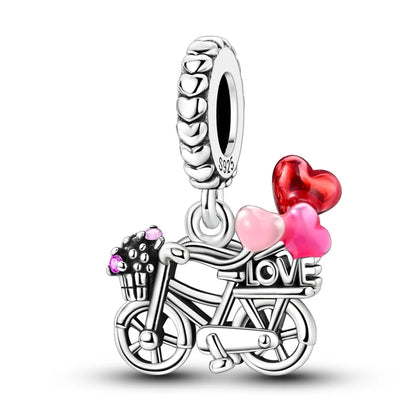 925 Sterling Silver Tree of Life & Peach Heart Charm Bead – Sweet Love DIY Jewelry