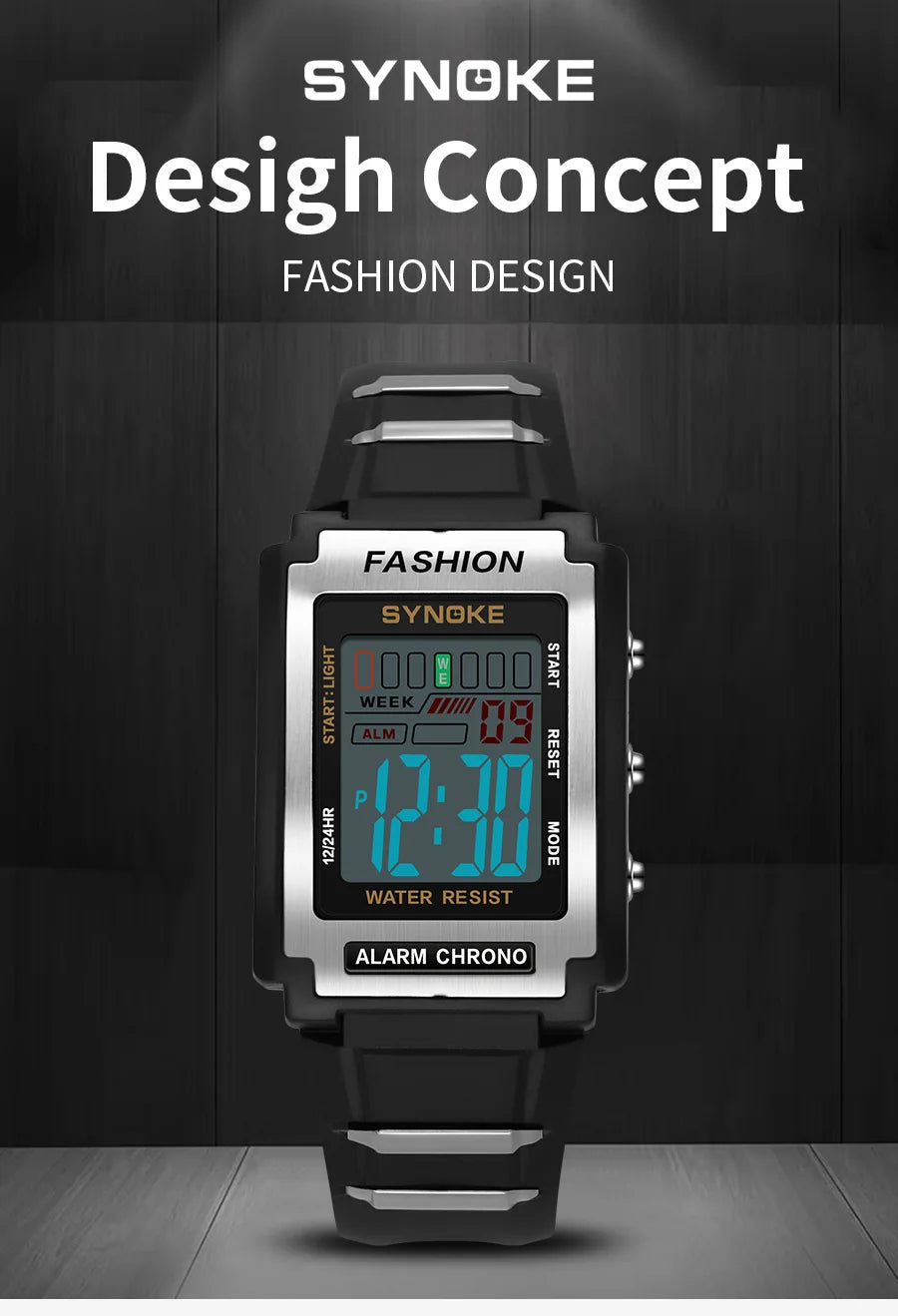 Digital Watches For Men Waterproof 31mm Ultra-thin Electronic Wristwatch Chronograph Sport SYNOKE Watch - BeeTrendyShop.COM