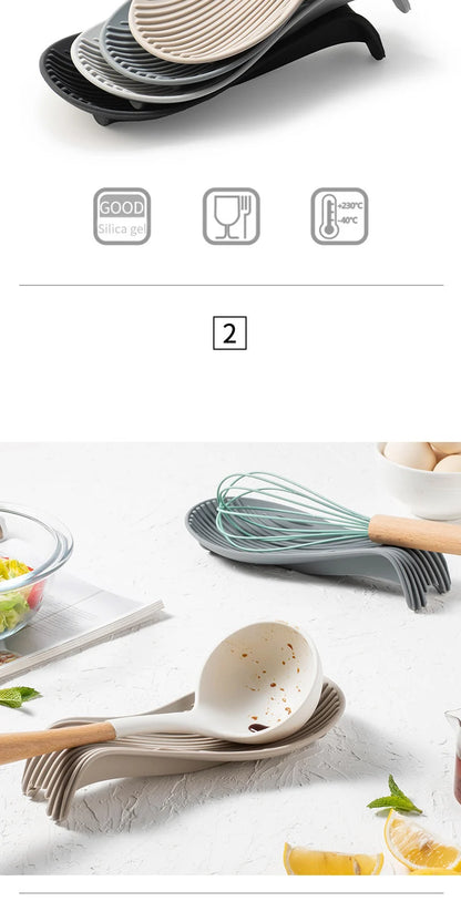 Silicone Insulated Spoon Holder & Placemat – Heat Resistant Cutlery Shelving Kitchen Tool